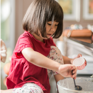 Child baking cake