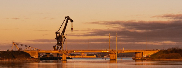 Lennox Point crane at sunset