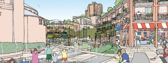 Design for new square near St Agatha's Church City Centre regeneration 