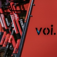 close-up of scooters