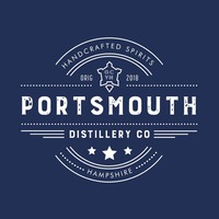 Portsmouth Distillery Co logo on a dark blue background: Handcrafted spirits, Hampshire