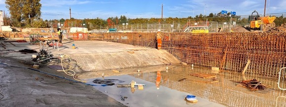 a pool filled with concrete