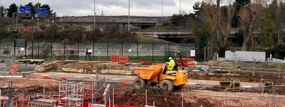 a digger on a building site
