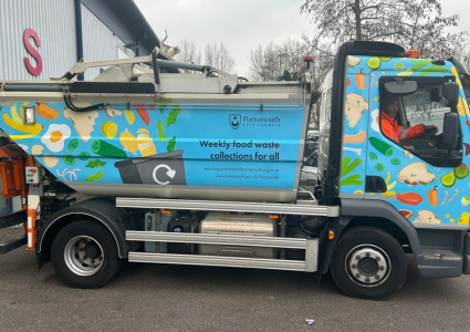 Blue food waste lorry