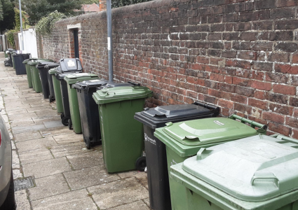 Bins on the pavement