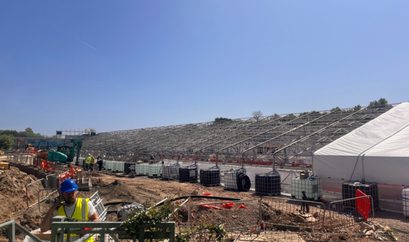 large tent over pool