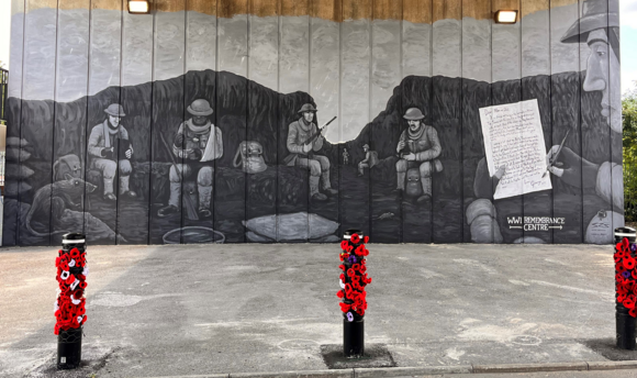 mural of WW1 trenches