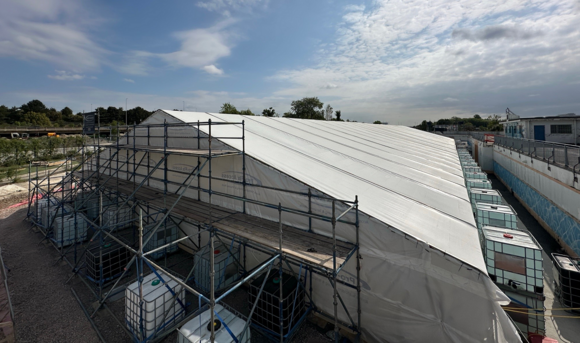 scaffold tent over pool