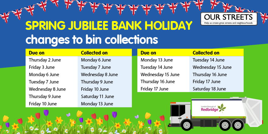 White refuse lorry alongside dates of bin collections