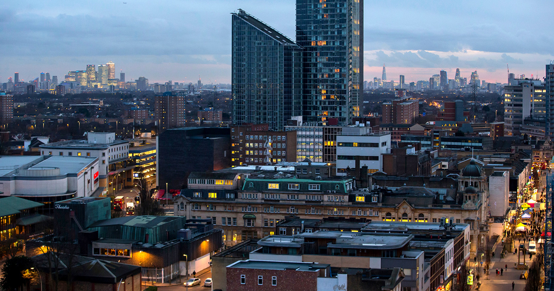 Ilford Town Centre skyline