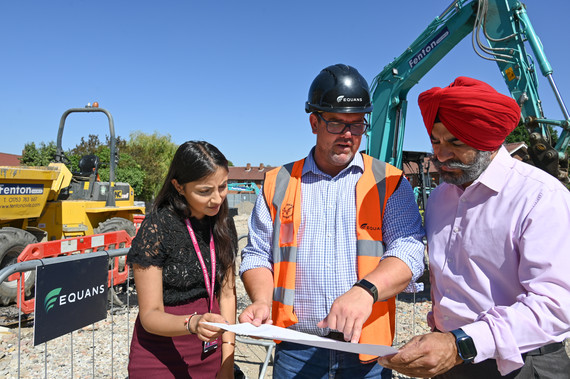 Cllr Solanki and Leader on building site 