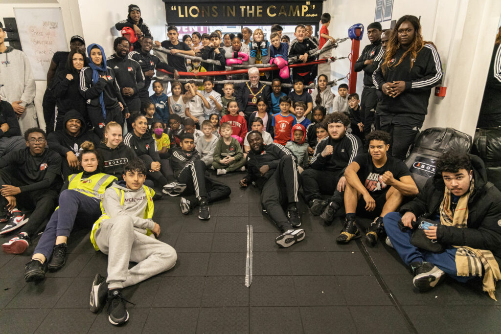 Children and young people inside boxing gym