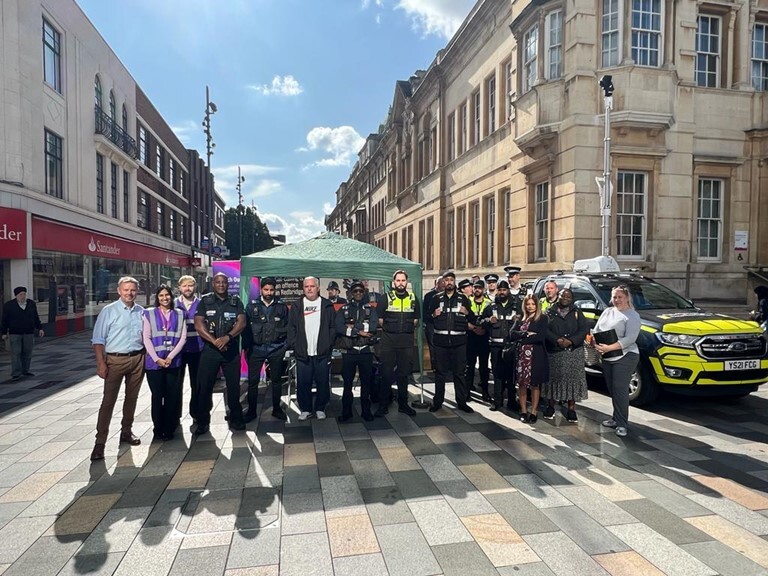 Police and council officers stood outside Redbridge Town Hall