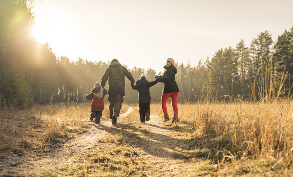 family in field