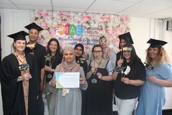 Students lined up for photo opportunity