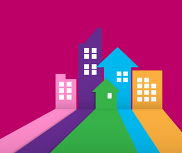 Housing graphic with various colours