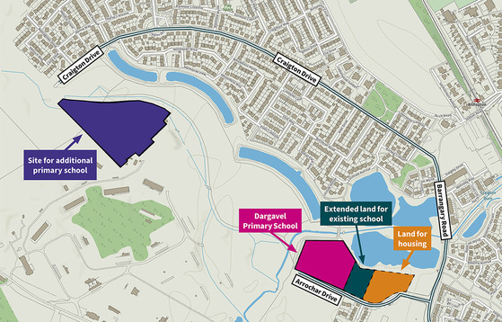 Dargavel Village map showing new school site