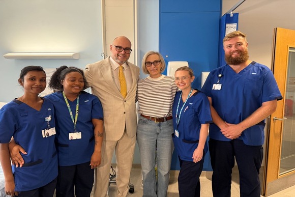Chris Jones with the NEOVACC study clinical team at the Clatterbridge Cancer Centre