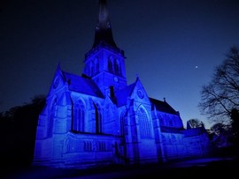 Holy Trinity Wentworth in blue light