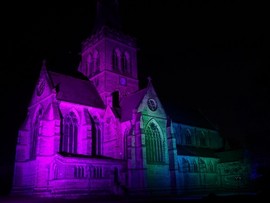Holy Trinity Wentworth in purple light