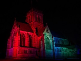 Holy Trinity Wentworth in red light