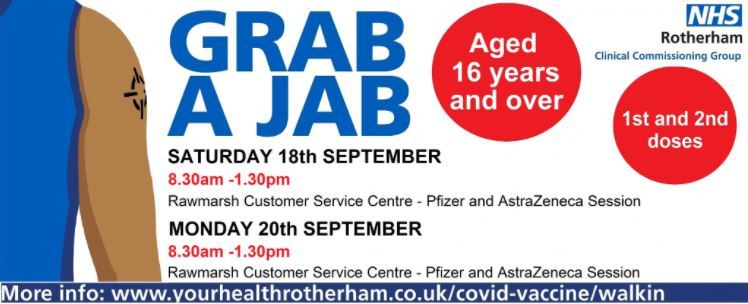 Grab a jab sessions 18 and 20 September