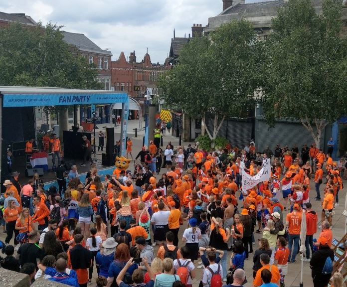 Fans at pre-match party