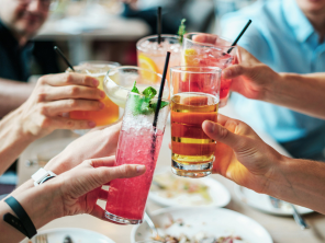 drinks glassses being pushed together