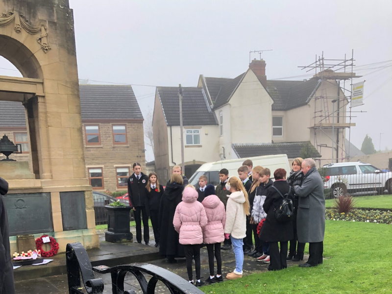 Greasbrough Armistice with school pupils