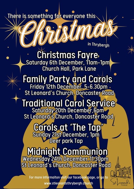 Poster advertising the dates for Christmas services and events at the church