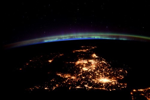 Image of the UK from space at night. 