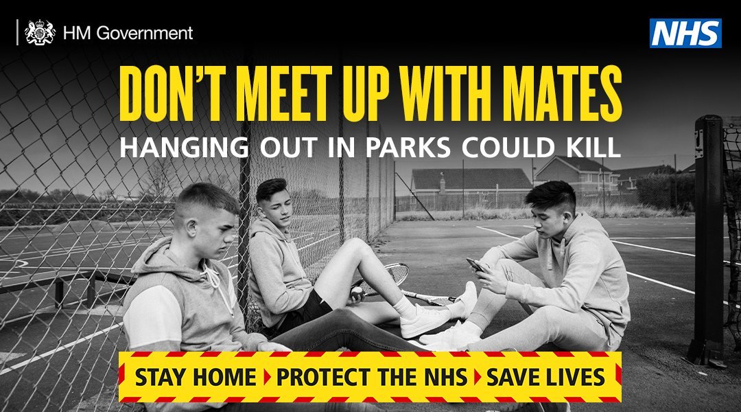 Don't meet up with mates. Stay home, protect the NHS, save lives