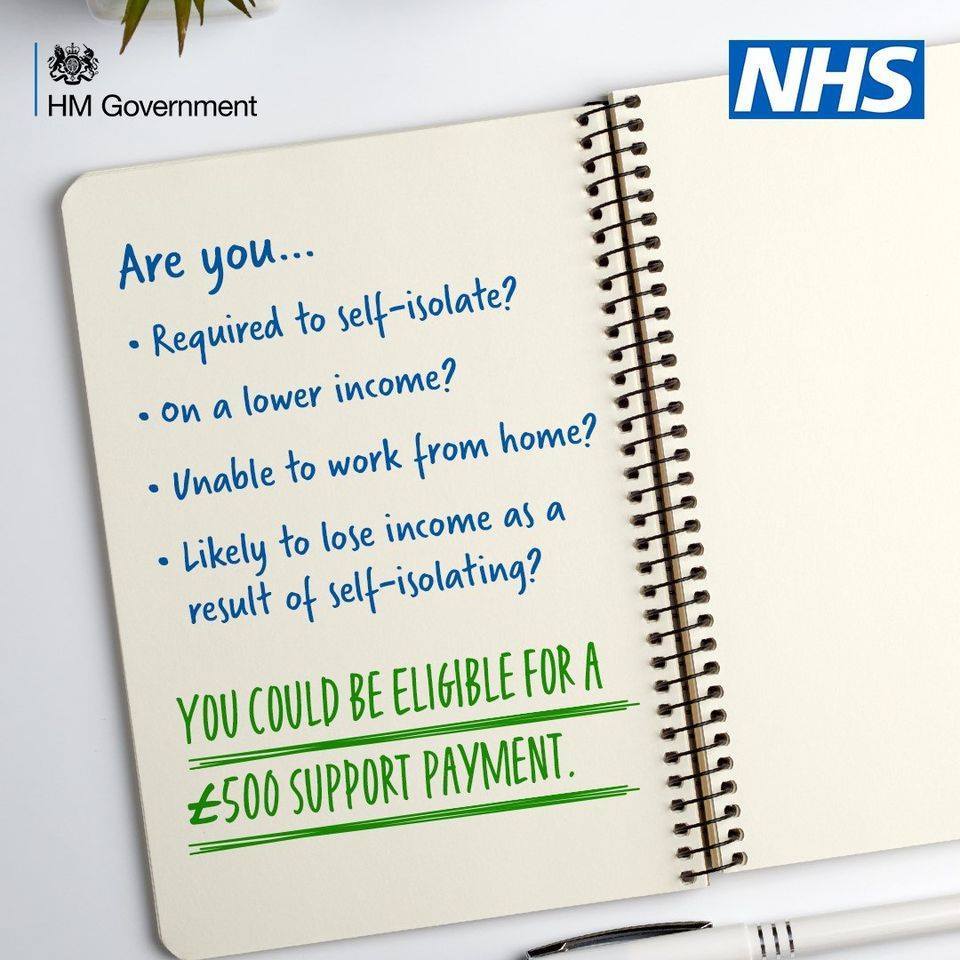 Get a £500 grant if you are required to self-isolate and are eligible