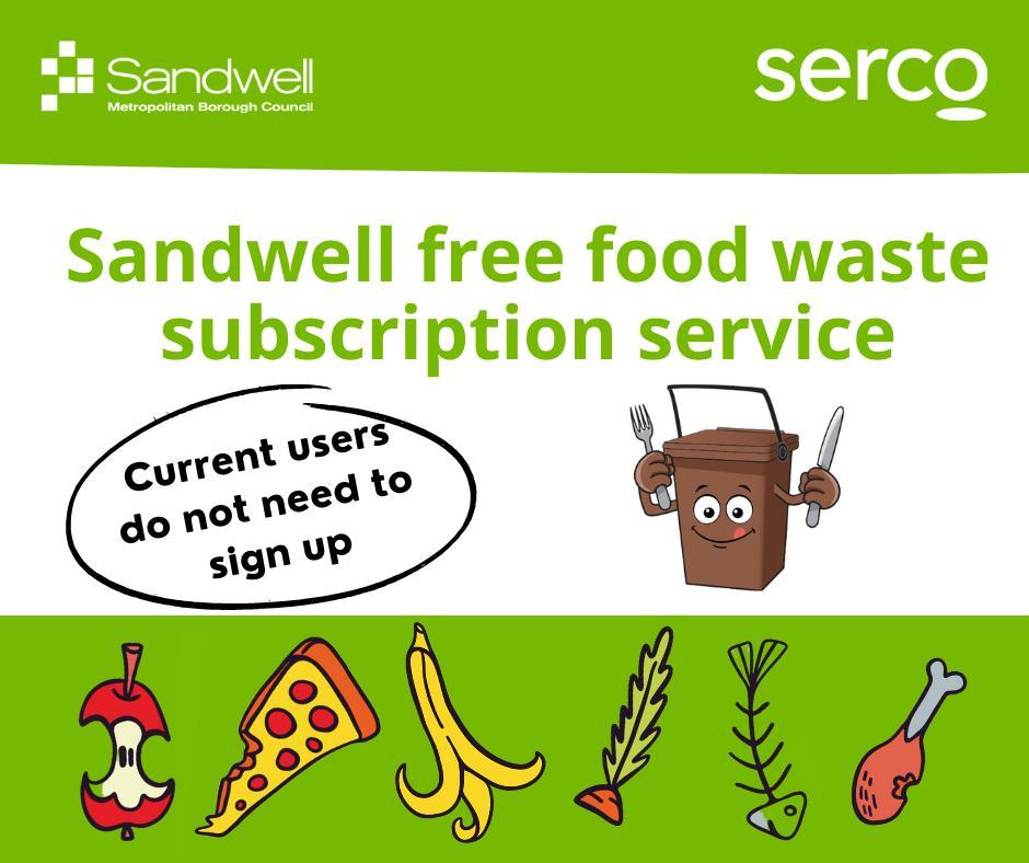 Sandwell free food waste subscription service
