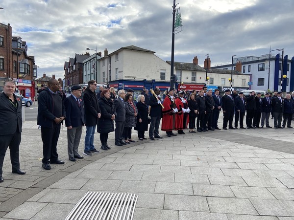 Sandwell Remembers - two-minute silence at Oldbury War Memorial - 11 Nov 22