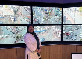 Cllr Syeda Khatun at the CCTV control room