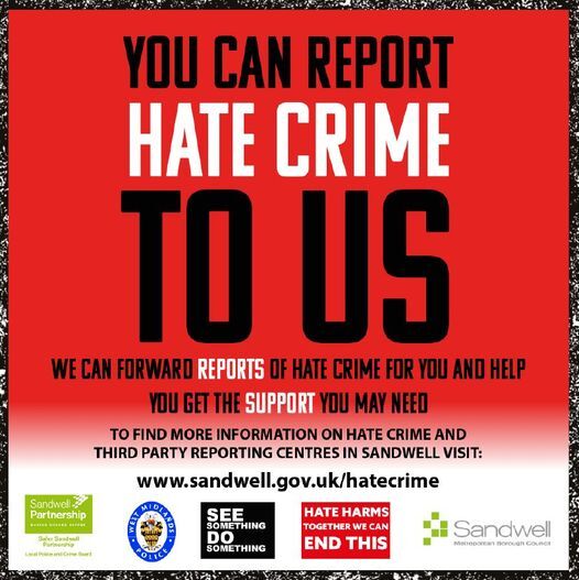 You can report hate crime to us - Third party reporting centres