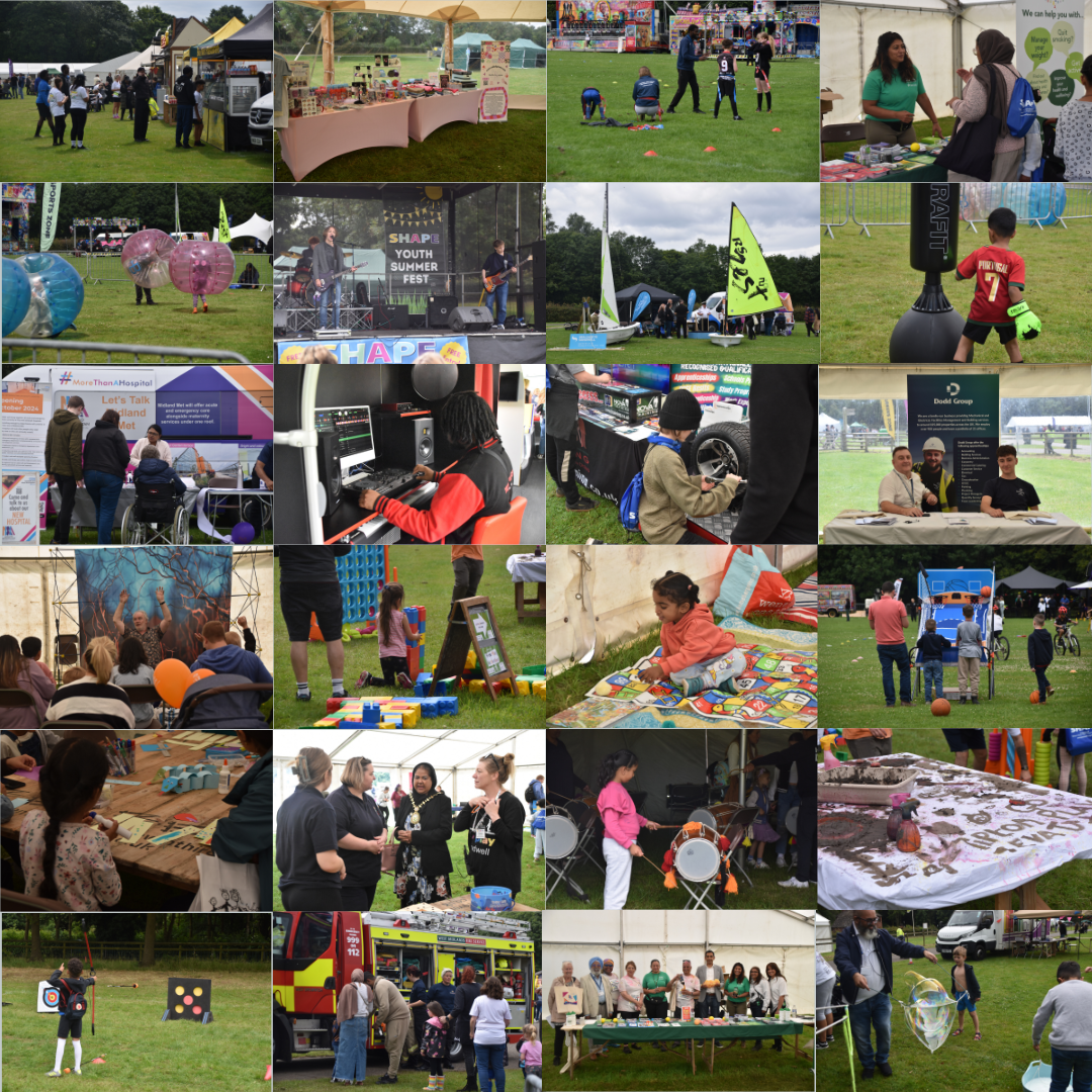 A collage of photographs from SHAPE Youth Summer Fest 2024. 