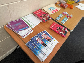 Advice leaflets displayed on a table for the Understanding Extremism workshop