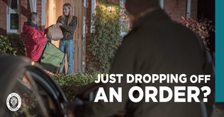 Delivery driver safety graphic with the title - Just dropping off an order?