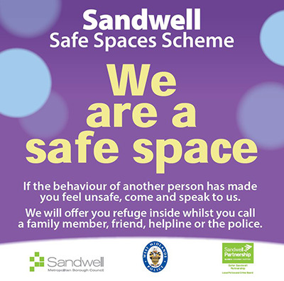 Sandwell Safe Spaces Scheme artwork - We Are A Safe Space