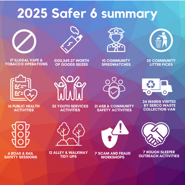 Iconographic summary of Safer 6 successes