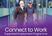 connect to work image wording with adult and young person image