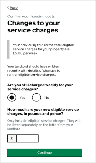 Universal credit hosing costs change 3
