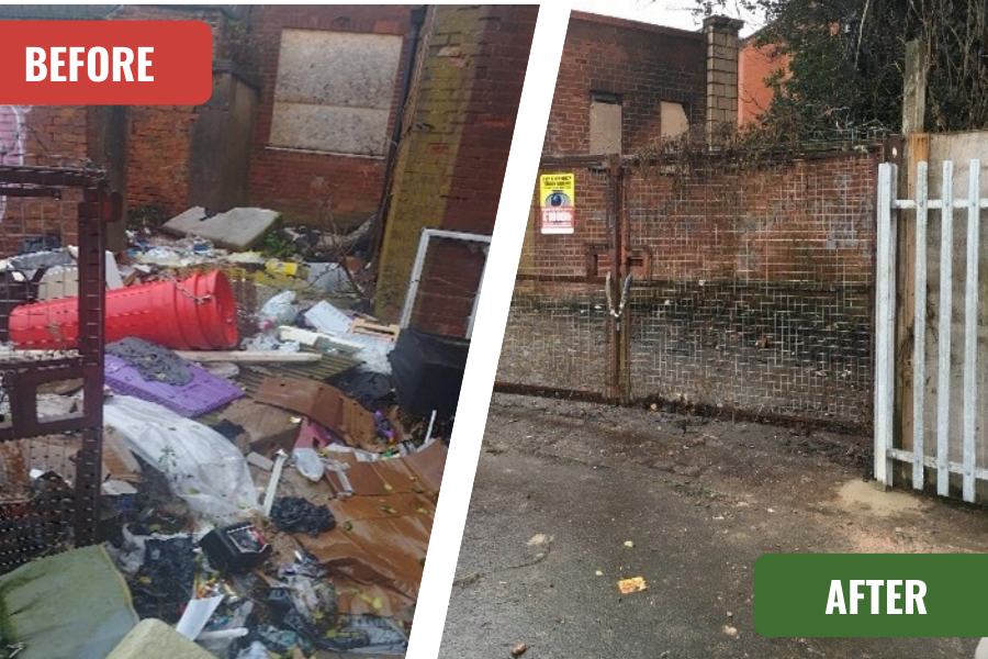 The Shambles in Wednesbury before and after a 'green hit squad' visit