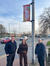 Councillors with Wednesbury flag signage
