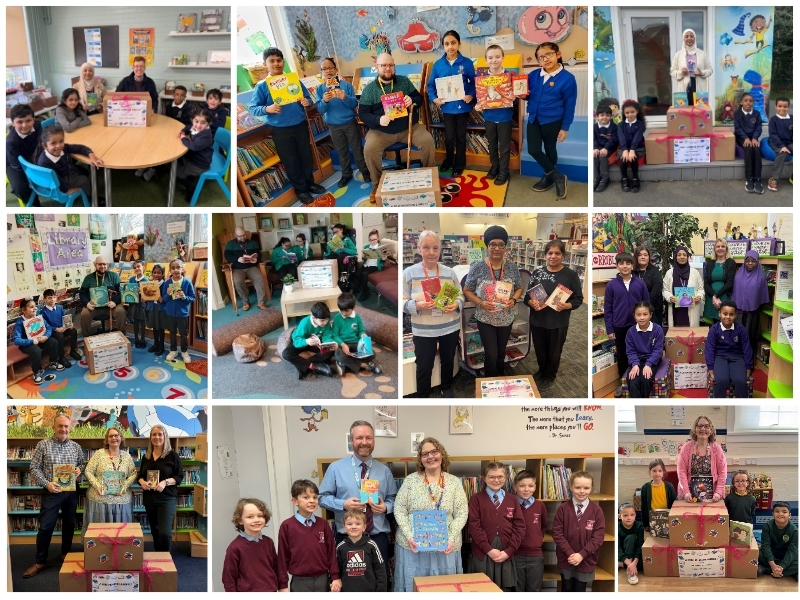 Collage of books funded