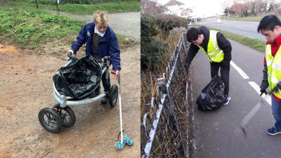 Students from Aurora Foxes Academy in Minehead and Avalon School in Street litterpicking