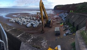 Coastal defence work happening at Blue Anchor Bay
