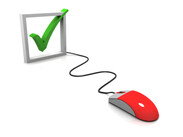 Stock illustration of a computer mouse and a green checked box